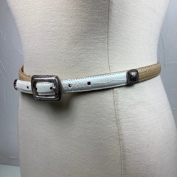 Brighton Square Conchos Multicolor Neutral Skinny Leather belt SZ M 30 NWT main image 10